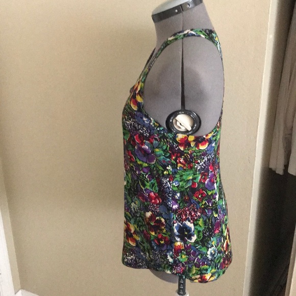 Racerback Floral Silk Tank - Picture 2 of 5
